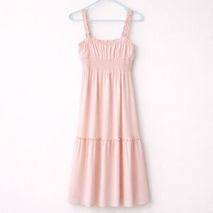 Lovers and Friends Chiffon Midi Dress Tiered Pink Women S Boho Romantic
